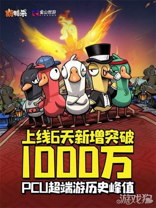 《鹅鸭杀》上线6日新增用户破千万 同时最高在线人数超Steam端峰值纪录